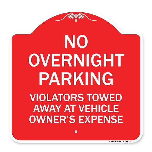 Signmission No Overnight Parking Violators Towed Away at Vehicle Owners Expense, A-DES-RW-1818-23831 A-DES-RW-1818-23831 - main